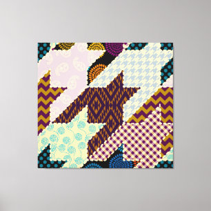 Patchwork Hounds-tooth: Vintage Seamless Backgroun Canvas Print