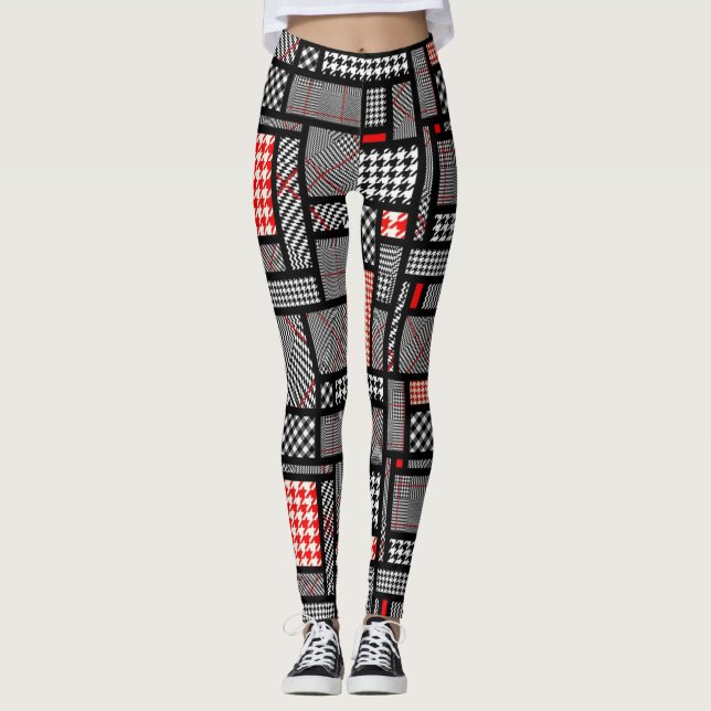 Patchwork Houndstooth Leggings (Front)