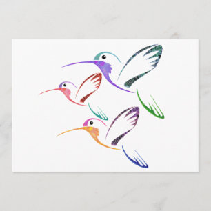 Patchwork Hummingbird Trio Invitation