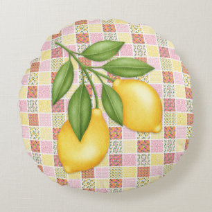 Patchwork Lemon Round Cushion