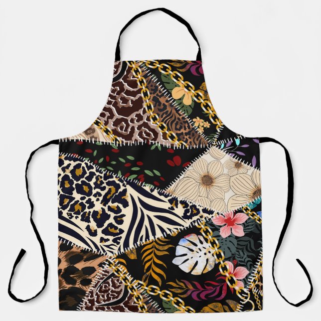 Patchwork Leopard: Ethnic Lining Design. Apron (Front)