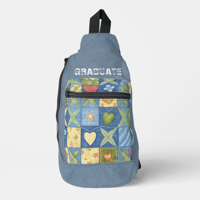 Patchwork Light Blue Denim Texture Sling Bag (Front)