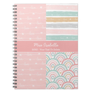 Patchwork Love Hearts Rainbow - Pastel Notebook