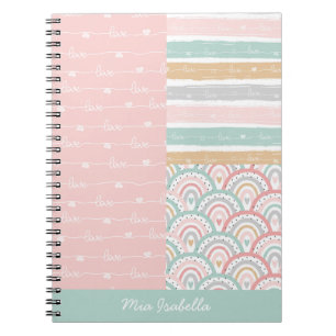 Patchwork Love Hearts Rainbow Pastel Notebook