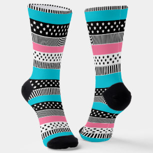 Patchwork made of multi-coloured strips of fabric  socks