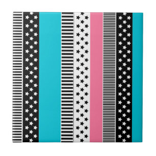 Patchwork made of multi-coloured strips of fabric  tile