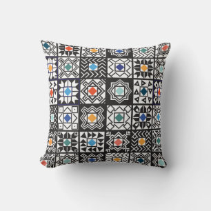 Patchwork Maori: Ethnic Carpet Design. Cushion