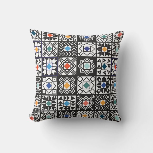 Patchwork Maori: Ethnic Carpet Design. Cushion (Front)