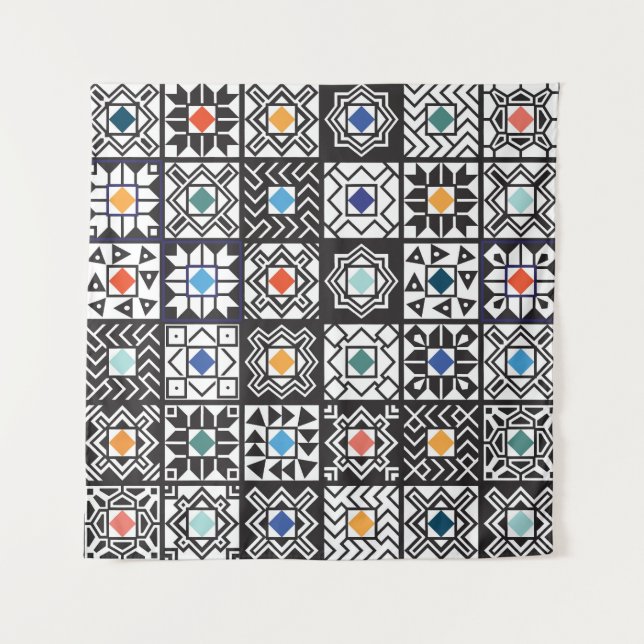 Patchwork Maori: Ethnic Carpet Design. Tapestry (Front)