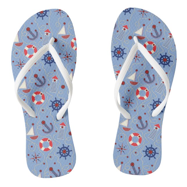 Patchwork Nautical Design Jandals (Footbed)