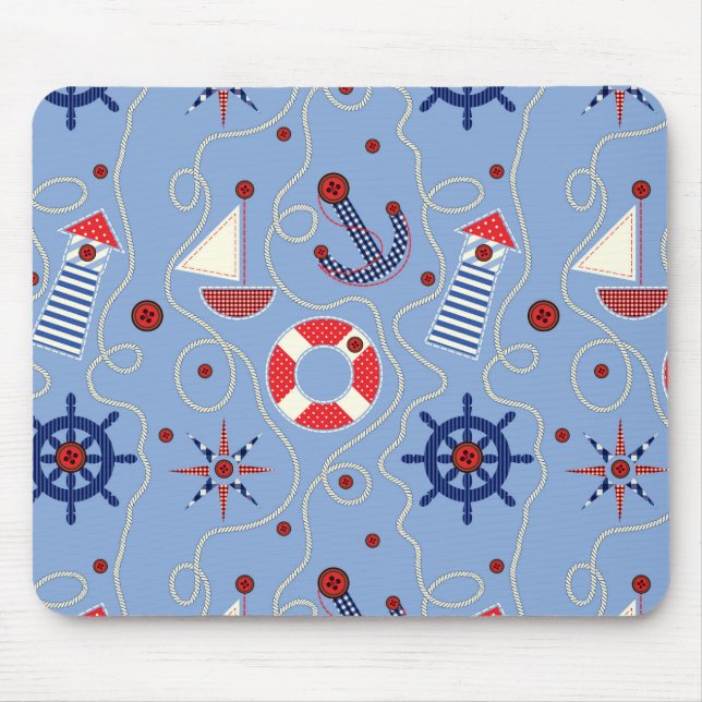 Patchwork Nautical Design Mouse Pad (Front)