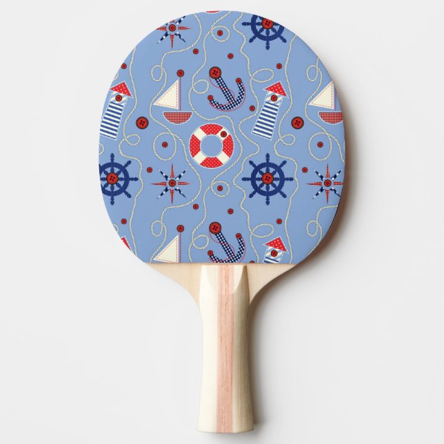 Patchwork Nautical Design Ping Pong Paddle (Front)