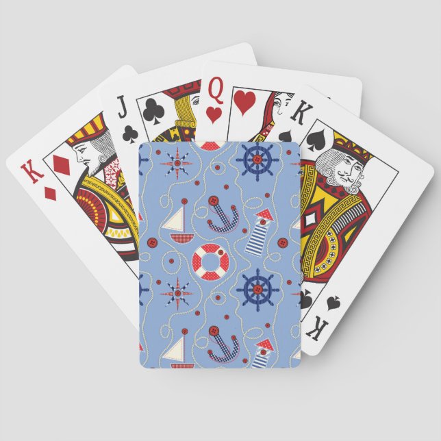 Patchwork Nautical Design Playing Cards (Back)