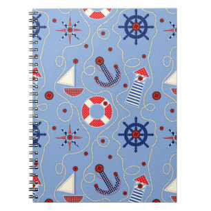 Patchwork Nautical Design Spiral Notebook