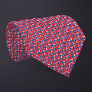 Patchwork North Korea Flag Pattern  Tie