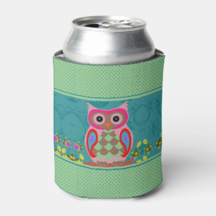 Patchwork Owl Can Cooler