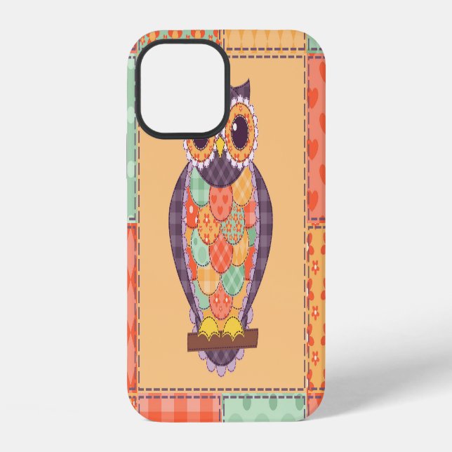 Patchwork Owl Vintage Seamless Pattern iPhone Case (Back)