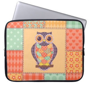 Patchwork Owl Vintage Seamless Pattern Laptop Sleeve
