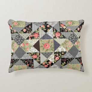 Patchwork Pattern Butterflies Flowers Foliage Rose Decorative Cushion