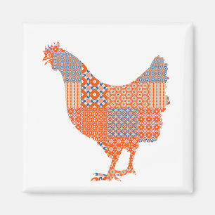 Patchwork Pattern Chicken Farm Animal Magnet