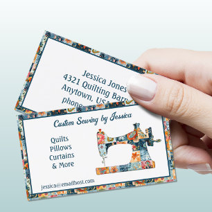 Patchwork Patterned Sewing Machine Business Card