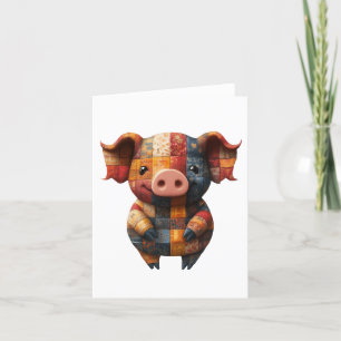Patchwork Pig Greetings Card