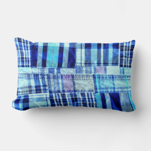 Patchwork Plaid Lumbar Cushion