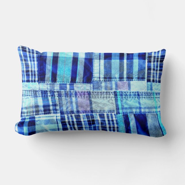 Patchwork Plaid Lumbar Cushion (Front)