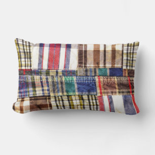 Patchwork Plaid Lumbar Cushion