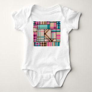 Patchwork Plaid, Vintage Seamless Background. Baby Bodysuit