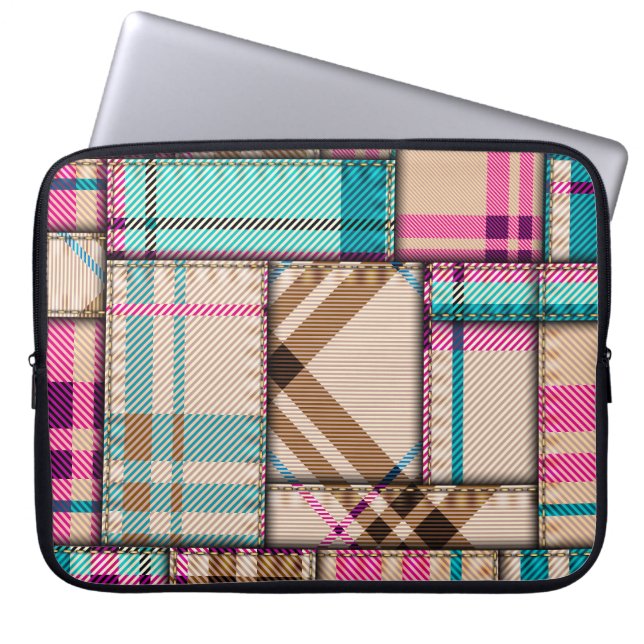 Patchwork Plaid, Vintage Seamless Background. Laptop Sleeve (Front)