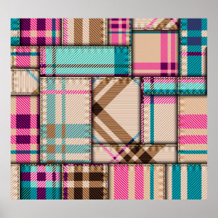 Patchwork Plaid, Vintage Seamless Background. Poster