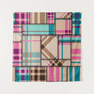 Patchwork Plaid, Vintage Seamless Background. Tapestry