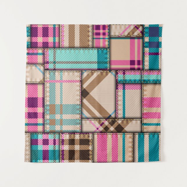 Patchwork Plaid, Vintage Seamless Background. Tapestry (Front)