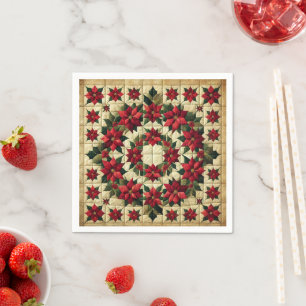 Patchwork Poinsettia Wreath Decoupage Napkins