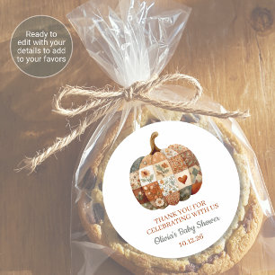 Patchwork Pumpkin Baby Shower Favour Stickers