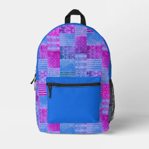 Patchwork Purple and Blue Backpack 