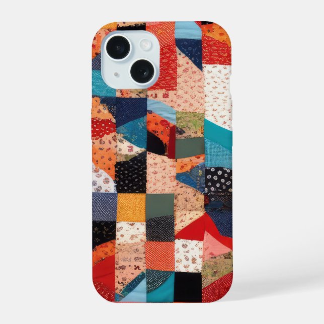 Patchwork Quilt Abstract Pattern iPhone 15 Case (Back)