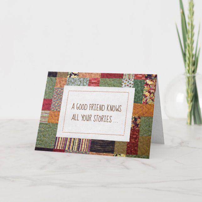 Patchwork Quilt Birthday For Friend Card (Front)