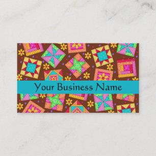 Patchwork Quilt Block Art Brown Business Card