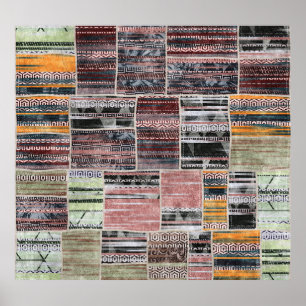 Patchwork Quilt Collage Seamless Print. Poster