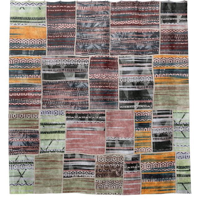 Patchwork Quilt Collage Seamless Print. Shower Curtain (Front)