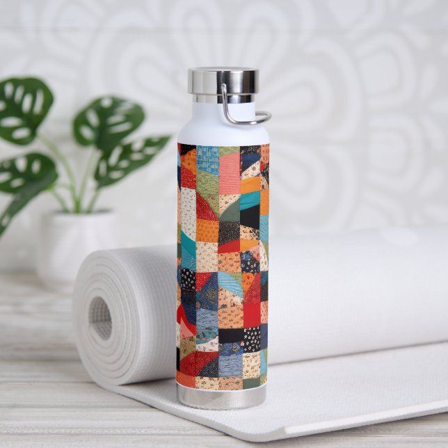 Patchwork Quilt Design Water Bottle (Yoga)