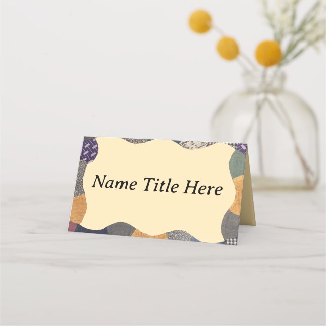 Patchwork quilt fabric quilting material patches place card (Front)