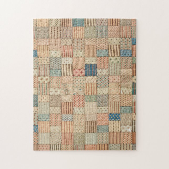 Patchwork quilt in muted colours jigsaw puzzle (Vertical)
