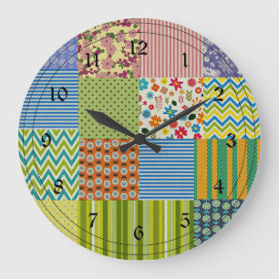 Patchwork Quilt Large Clock