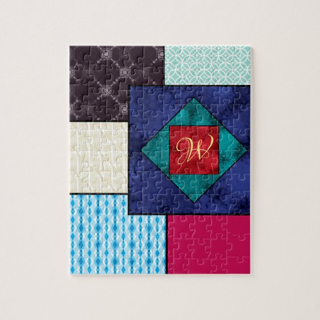 Patchwork Quilt Monogram Jigsaw Puzzle (Vertical)