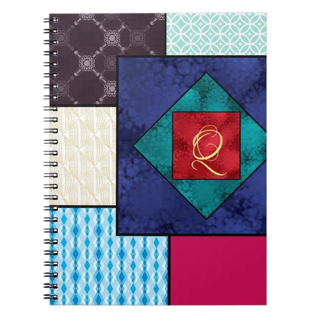 Patchwork Quilt Monogram Spiral Notebook (Front)