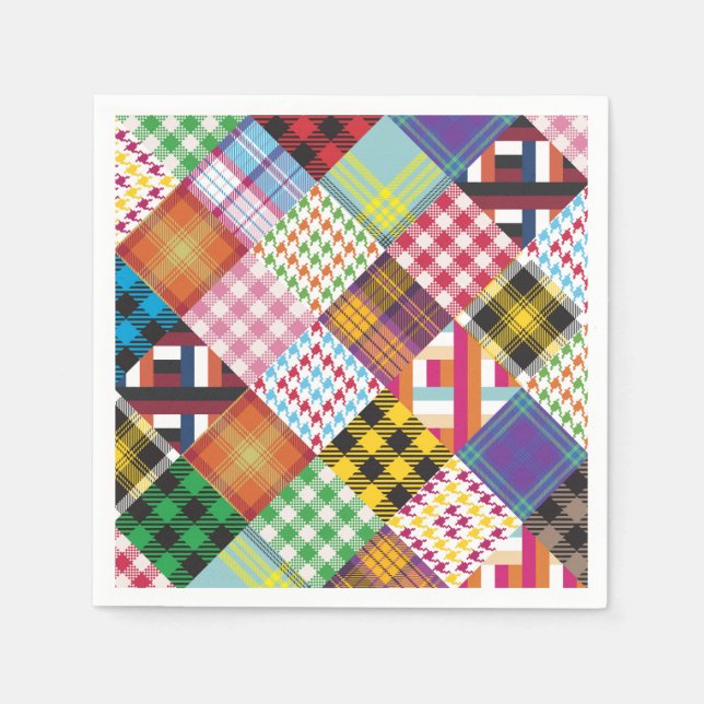 Patchwork Quilt Multicolored Gingham Napkin (Front)