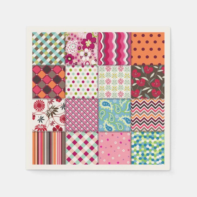 Patchwork Quilt Multicolored Gingham Napkin (Front)